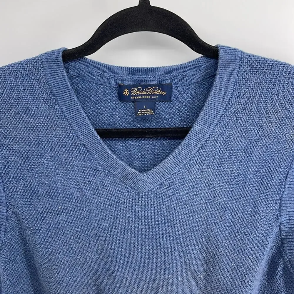 Brooks Brothers cotton cashmere blend V-neck knit sweater vest sz L